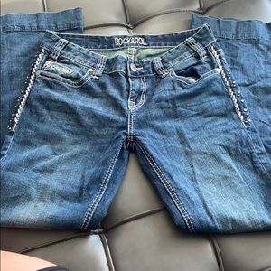 Rock and roll denim flare jeans.